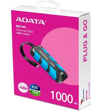 ADATA External SSD 1TB SC740, USB-C 3.2 Gen2, Černo-modrá
