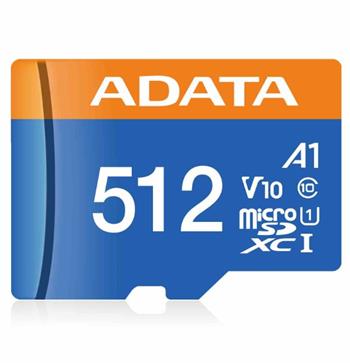 ADATA MicroSDXC karta 512GB Premier UHS-I C10 V10 (R:100/W:25 MB/s) + SD adaptér