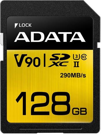ADATA SDXC karta 128GB UHS-II U3 Class 10, Premier One (R: 290MB / W: 260MB)