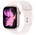 Apple Watch Series 11 (46mm) Růžově zlatý hliník se světle ruměnným sportovním řemínkem M/L