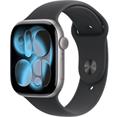 Apple Watch Series 11 (46mm) Vesmírně šedý hliník s černým sportovním řemínkem S/M