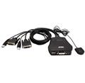 Aten CS-22D 2-port DVI KVM USB mini, integrované kabely, tlačítko pro přepínání