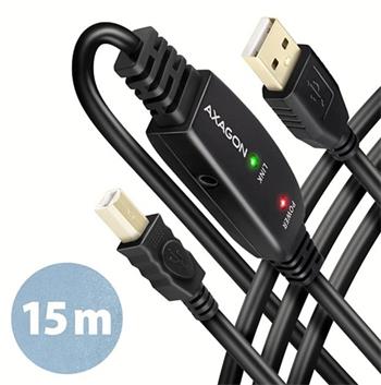 AXAGON ADR-215B, USB 2.0 A-M -> B-M aktivní propojovací / repeater kabel, 15m