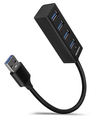AXAGON HUE-M1A, 4x USB 3.2 Gen 1 MINI hub, kovový, kabel USB-A 20cm