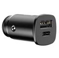 Baseus Rychlonabíječka do auta USB/USB-C QC 30W černá