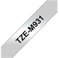 Brother TZe-M931, stříbrná matná/černá (12mm,laminovaná)