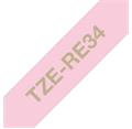 Brother TZe-RE34 růžová / zlatá (12mm, textilní)