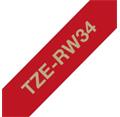 Brother TZe-RW34 vínově červená / zlatá (12mm, textilní)