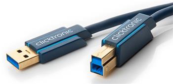 ClickTronic HQ OFC USB3.0 kabel, A-B, zlacené konektory, 1,8m