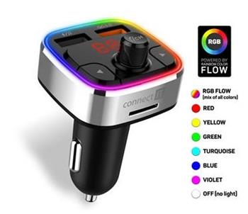 CONNECT IT CarRGB Bluetooth transmitter, 2xUSB+MicroSD, STŘÍBRNÝ