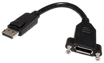 DisplayPort prodlužovací kabel v.1.2 (HBR2, 4K@60Hz), DP(M) - DP(F) na panel, 0,2m