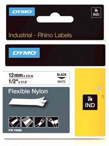 DYMO páska 18488 (12mm x 3,5m) černá na bílé. flexibilní nylon