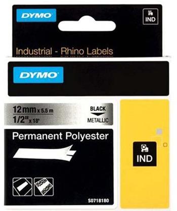 DYMO páska D1 (12mm x 5,5m) černá na metalické
