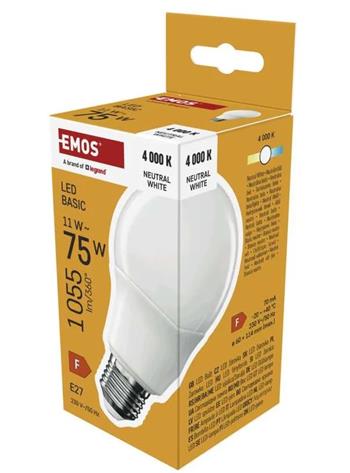 Emos LED žárovka Basic A60 / E27 / 11W (75 W) / 1055 lm / Neutrální bílá
