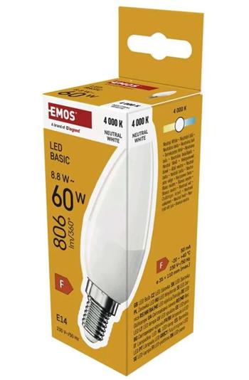 Emos LED žárovka Basic Candle E14 / 8,8 W (60 W) / 806 lm / Neutrální bílá