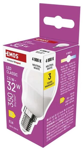 Emos LED žárovka Classic Mini Globe / E14 / 2,5 W (32 W) / 350 lm / neutrální bílá