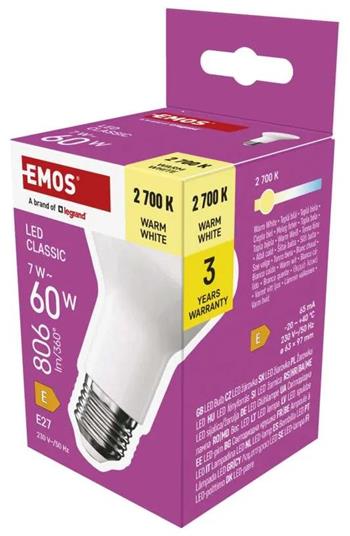 Emos LED žárovka Classic R63 / E27 / 7 W (60 W) / 806 lm / teplá bílá
