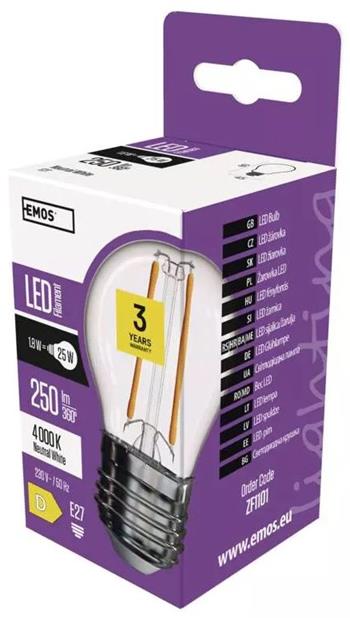 Emos LED žárovka Filament Mini Globe 1,8W E27 neutrální bílá ZF1101