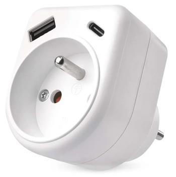 Emos Rozbočovací zásuvka 1×, 1×USB-A+1×USB-C, bílá P0074
