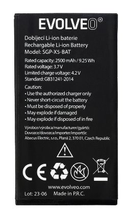 EVOLVEO originální baterie 2500 mAh pro StrongPhone X5