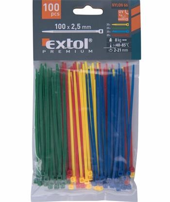 Extol Premium Vázací pásek 2.5x100mm /100ks/ - 4 barvy