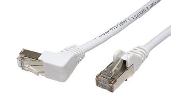 FTP kabel cat.5e 0,25m bílý, 1 lomený konektor