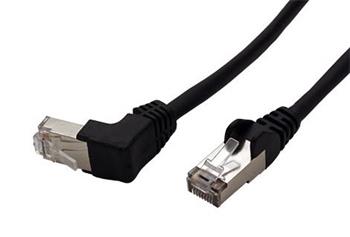 FTP patchkabel kat. 5e, 1 lomený konektor (90°), 5m, černý