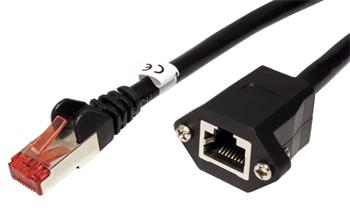 FTP patchkabel prodlužovací kat. 6, RJ45 M-F, 1m, černý