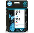 HP 305 2-Pack Tri-color/Black Original Ink Cartridge, 6ZD17AE