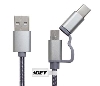 iGET USB kabel Micro USB/ USB - C prodloužené koncovky