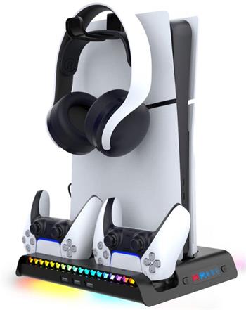 iPega P5S006H Multifunkční Nabíjecí RGB Stojan s Chlazením pro PS5 Slim Black