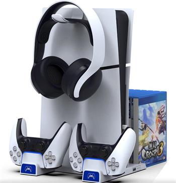 iPega P5S009 Multifunkční Nabíjecí Stojan pro PS5 Slim White