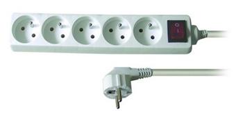 Kabel 250V/10A prodlužovací přívod 10m, 5 zásuvek, s vypínačem