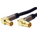 Kabel anténní TV, 135dB, 4x stíněný, zlacený, IEC169-2, M-F lomené konektory, 10m, + redukce M-M