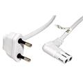 Kabel síťový 2pinový,CEE 7/16(M) - IEC320 C7, oba konektory 90°, 5m, bílý