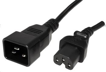 Kabel síťový IEC320 C15 - C20, 3x 1mm2, 1,8m, černý
