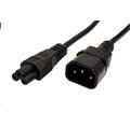 Kabel síťový prodlužovací k notebooku, IEC320 C14 - C5 (trojlístek), 1m, černý