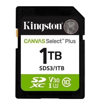 Kingston paměťová karta 1TB Canvas Select Plus Gen 3 SDXC 150R U1 UHS-I C10 V10