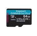 Kingston paměťová karta 64GB microSDXC Canvas Go Plus Gen4 A2 U3 V30 Card