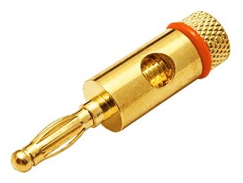 Konektor "banánek" 4mm, zlacený, červený