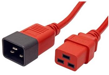 Lindy Kabel síťový prodlužovací 16A, IEC320 C20 - C19, 3m, červený