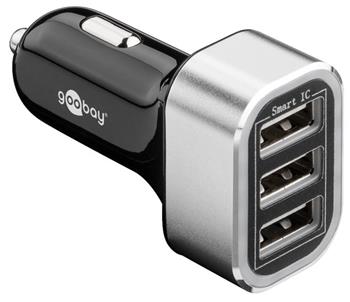 Napájecí 12-24V autoadaptér na 3x USB 5.5A černý, ID Chip