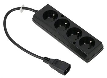 Napájecí redukce 230V k UPS - 1x IEC C14 na 4x CEE 7/5 (FR / CZ), max.10A, délka 30 cm