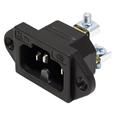 Panelový konektor síťový C16 samec, 250V/10A, černý