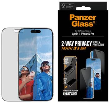 PanzerGlass Privacy na Apple iPhone 17 Pro s bezprašným aplikačním boxem