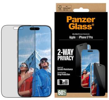 PanzerGlass Privacy na Apple iPhone 17 Pro s instalačním rámečkem