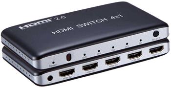 PremiumCord 4K@60hz HDMI switch 4:1 plastový s dálkovým ovladačem