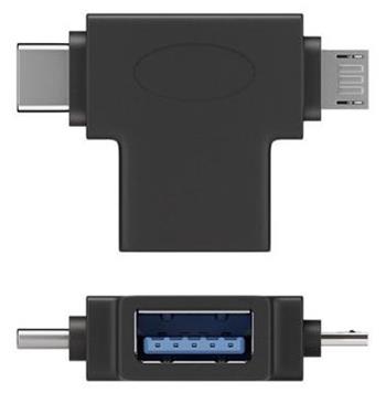 PremiumCord Adaptér USB A na dva konektory USB 3.1 C/male+micro USB B/male