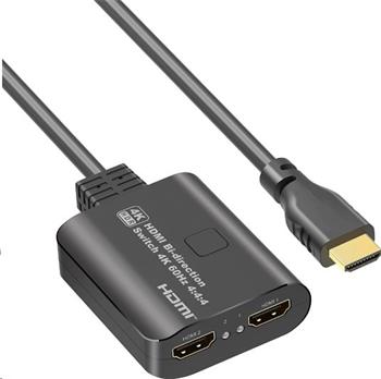 PremiumCord HDMI 2.0 Switch 4K@60Hz, 4:4:4 obousměrný 2-1 nebo 1-2