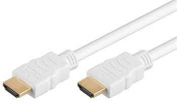 PremiumCord HDMI High Speed + Ethernet kabel, bílý, zlacené konektory, 5m